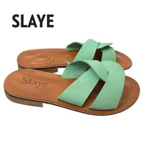 Slaye Maya Italian Green Leather Sandals 36 6